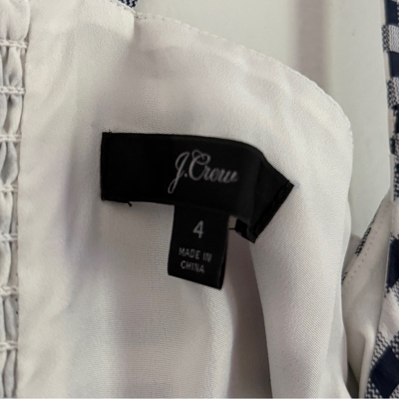 J. Crew Silk Gingham Spaghetti Strap Ruffle Tiered Midi‎ Dress Blue White Size 4 - Picture 9 of 11